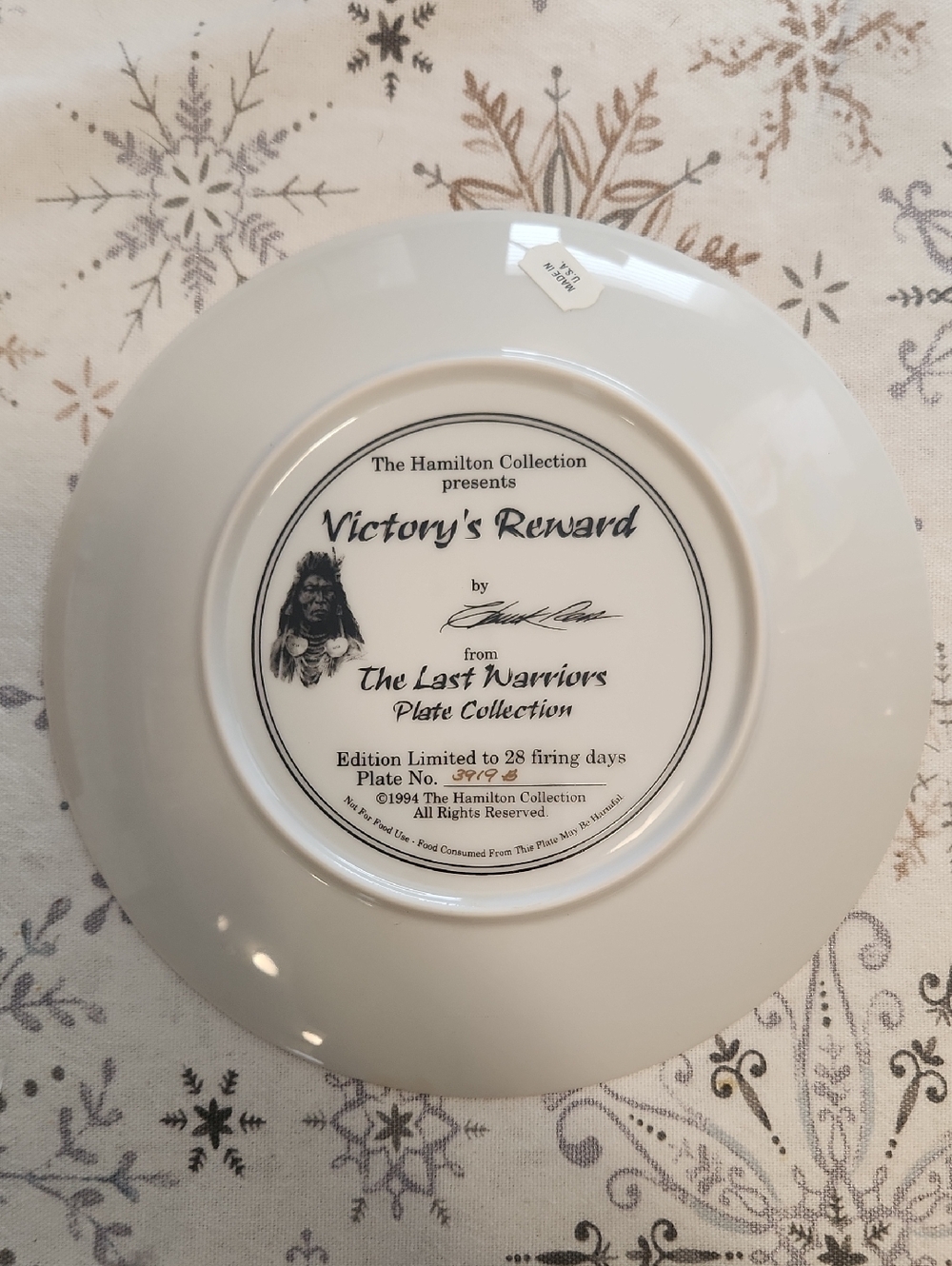 "Victory's Reward" Decorative Plate - White